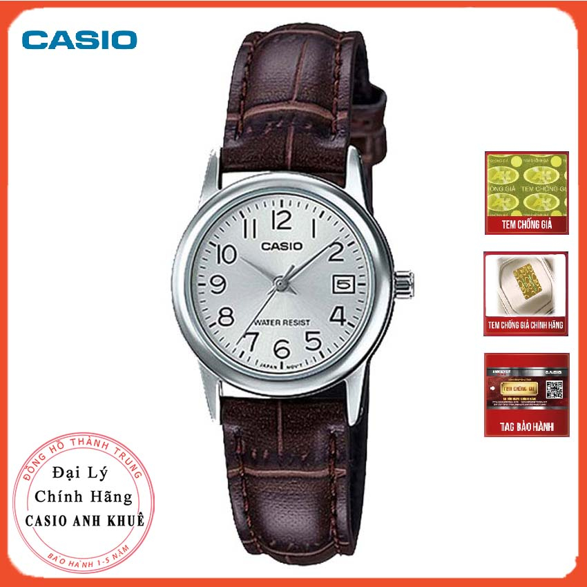 Đồng hồ nữ Casio LTP-V002l-7B2UDF dây da cỡ mặt 25mm