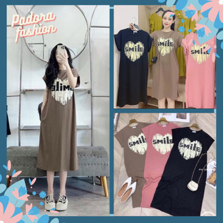 Váy suông chất Cotton nữ đầm suông in hình Smile Anie-V344