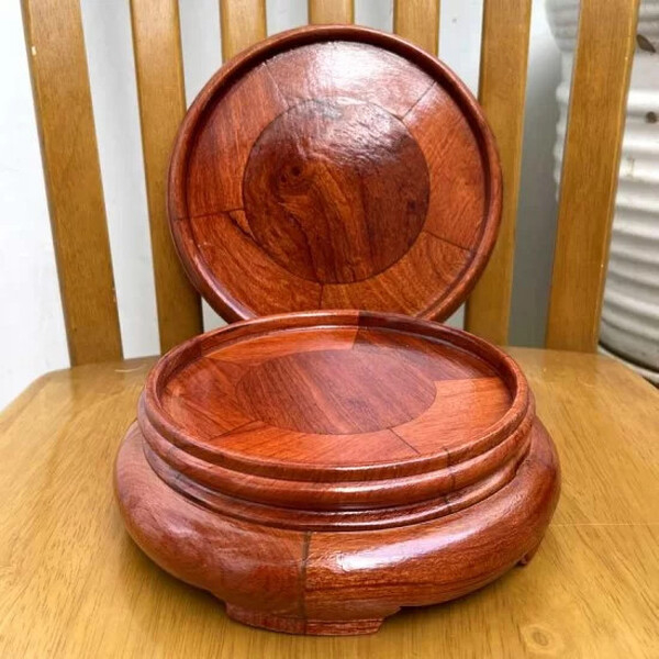 Kỷ Tròn , Đế Tượng , Đôn nhỏ Đế kê bát Hương gỗ Hương Ta Cao 6cm trang trí phòng khách , phòng làm việc , phòng thờ