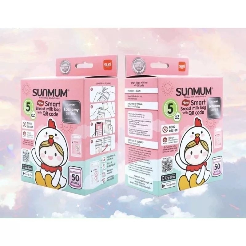 Hộp 50 Túi Trữ Sữa Sunmum 150ml Nhập Khẩu Thái Lan 3 Khóa Zip Chắc Chắn