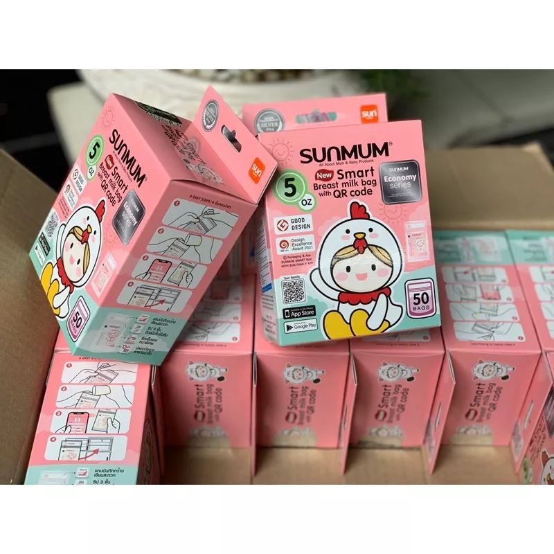 Hộp 50 Túi Trữ Sữa Sunmum 150ml Nhập Khẩu Thái Lan 3 Khóa Zip Chắc Chắn