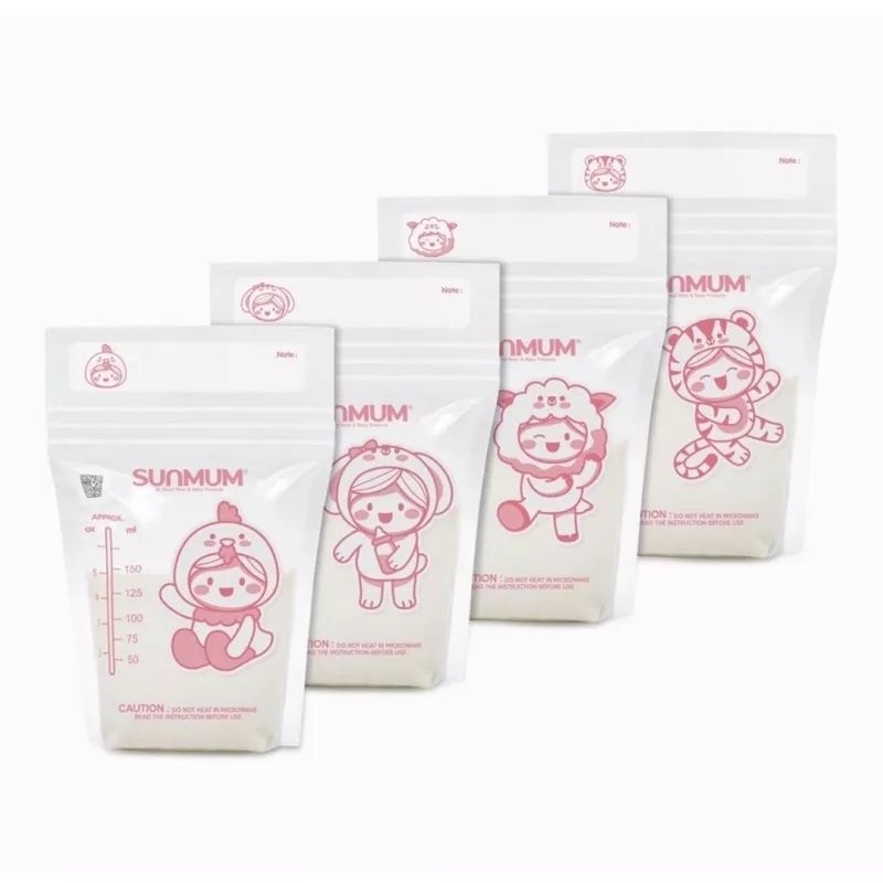 Hộp 50 Túi Trữ Sữa Sunmum 150ml Nhập Khẩu Thái Lan 3 Khóa Zip Chắc Chắn