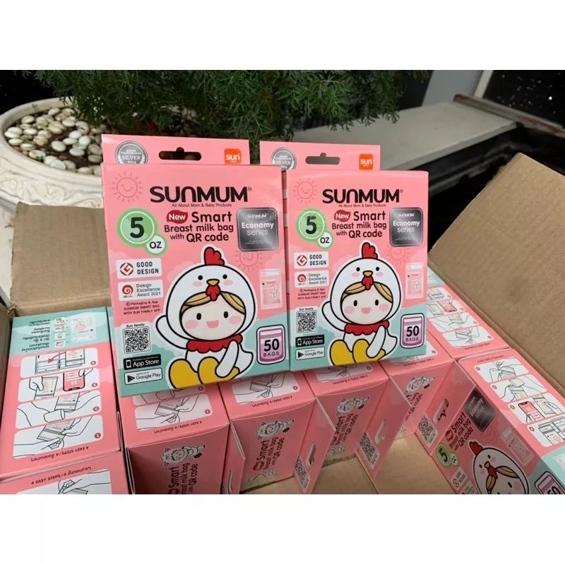 Hộp 50 Túi Trữ Sữa Sunmum 150ml Nhập Khẩu Thái Lan 3 Khóa Zip Chắc Chắn