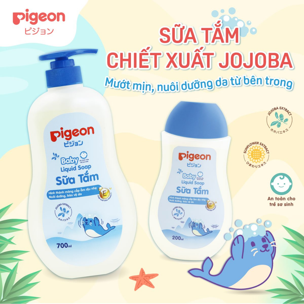 Combo Sữa Tắm & Dầu Gội Hương Jojoba Cho Bé Pigeon 200ml