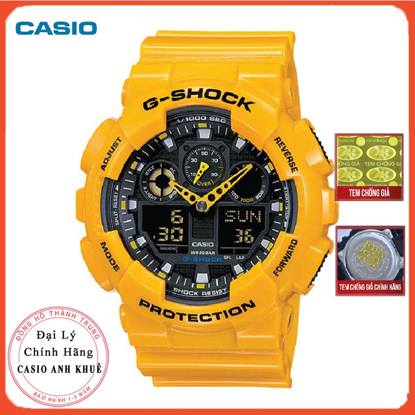 Đồng hồ Nam Casio G-Shock Nam GA-100A-9A vỏ vàng chính hãng