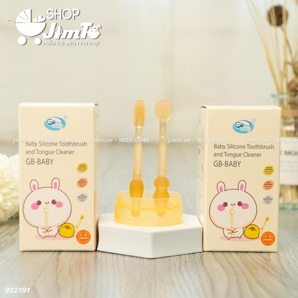 Set hộp rơ lưỡi bàn chải đánh răng silicon GB baby