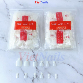 Móng úp chân phom chuẩn 12 size – móng úp chân màu đục 600 móng