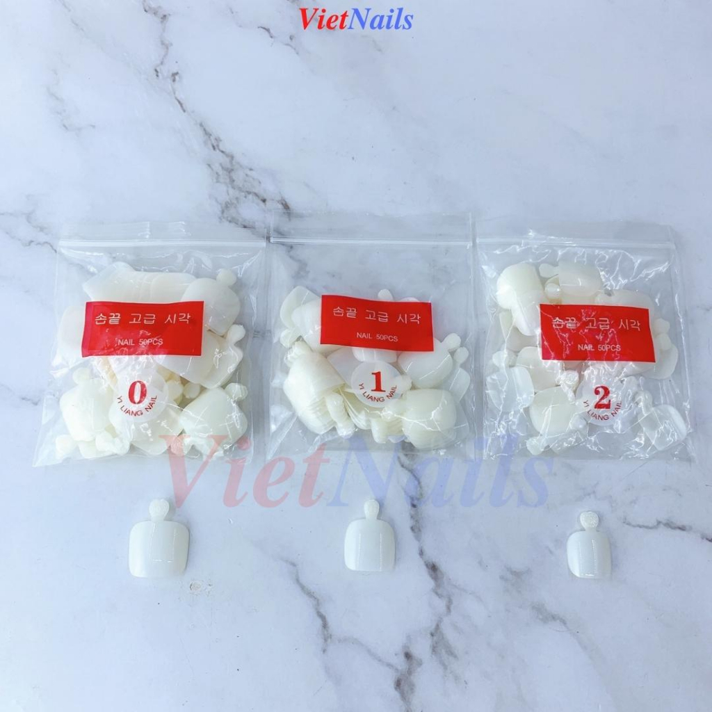 Móng Úp Chân Phom Chuẩn 12 Size – Móng Úp Chân Màu Đục 600 Móng