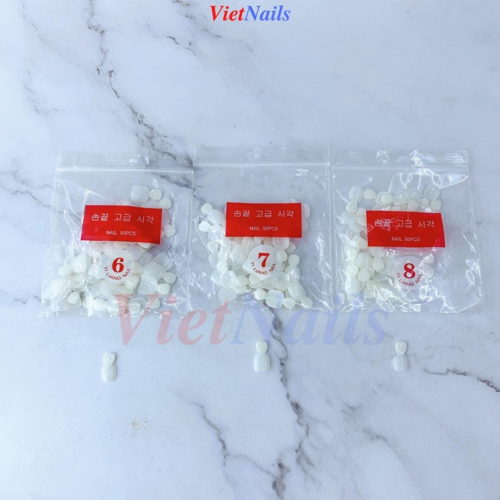 Móng Úp Chân Phom Chuẩn 12 Size – Móng Úp Chân Màu Đục 600 Móng