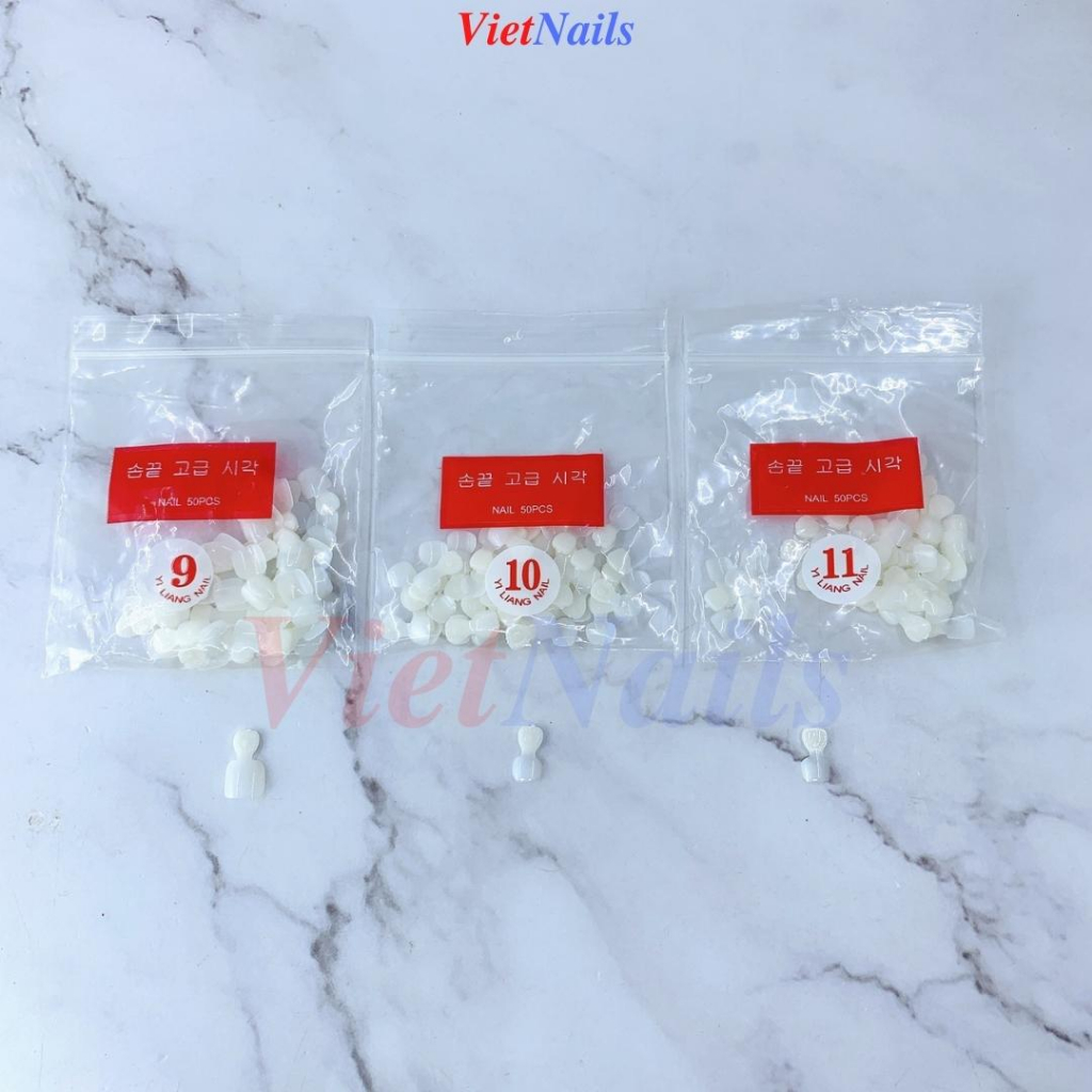 Móng Úp Chân Phom Chuẩn 12 Size – Móng Úp Chân Màu Đục 600 Móng