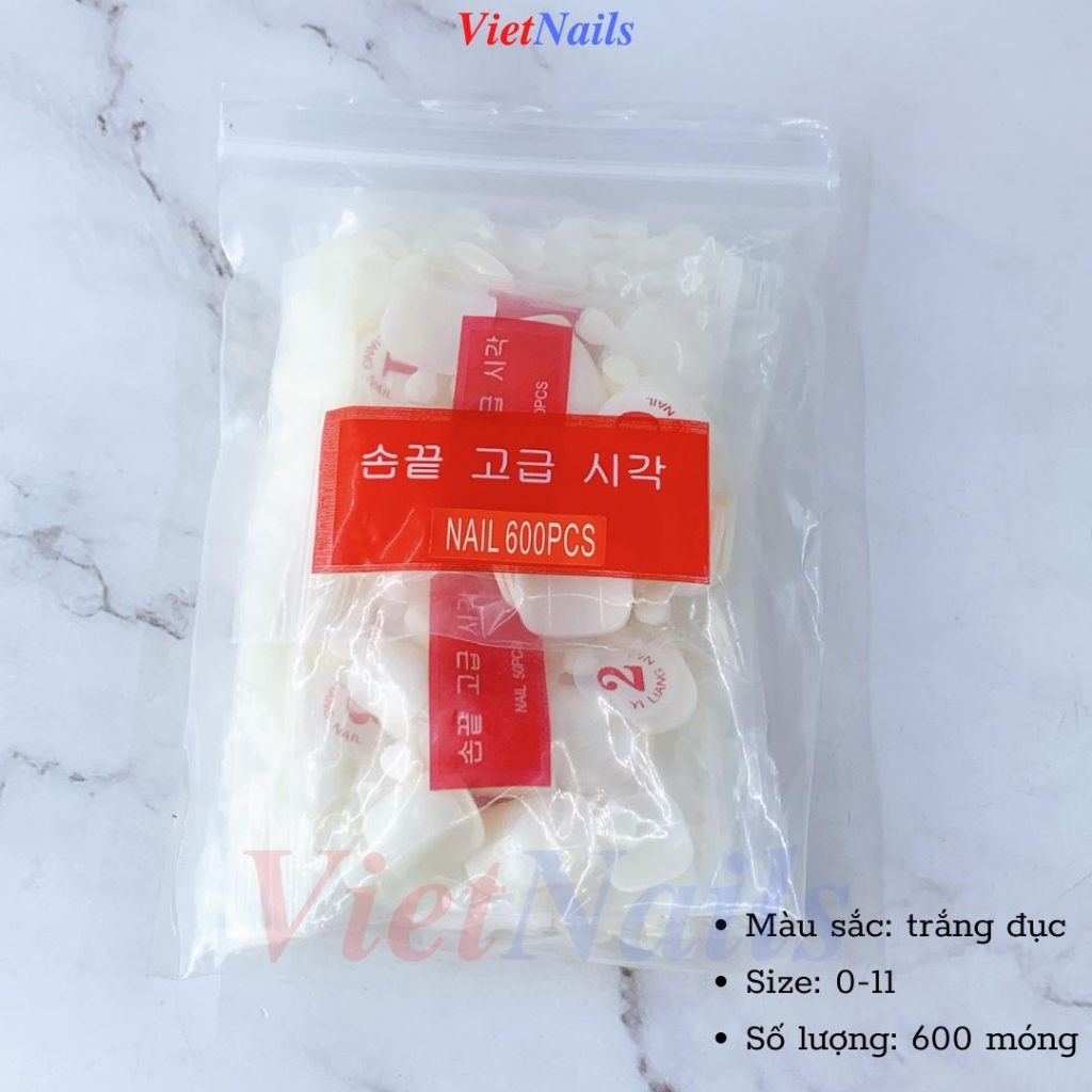 Móng Úp Chân Phom Chuẩn 12 Size – Móng Úp Chân Màu Đục 600 Móng