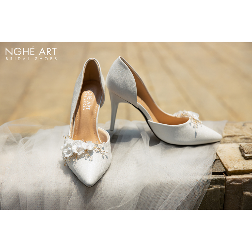Giày cưới Nghé Art nhánh hoa 454