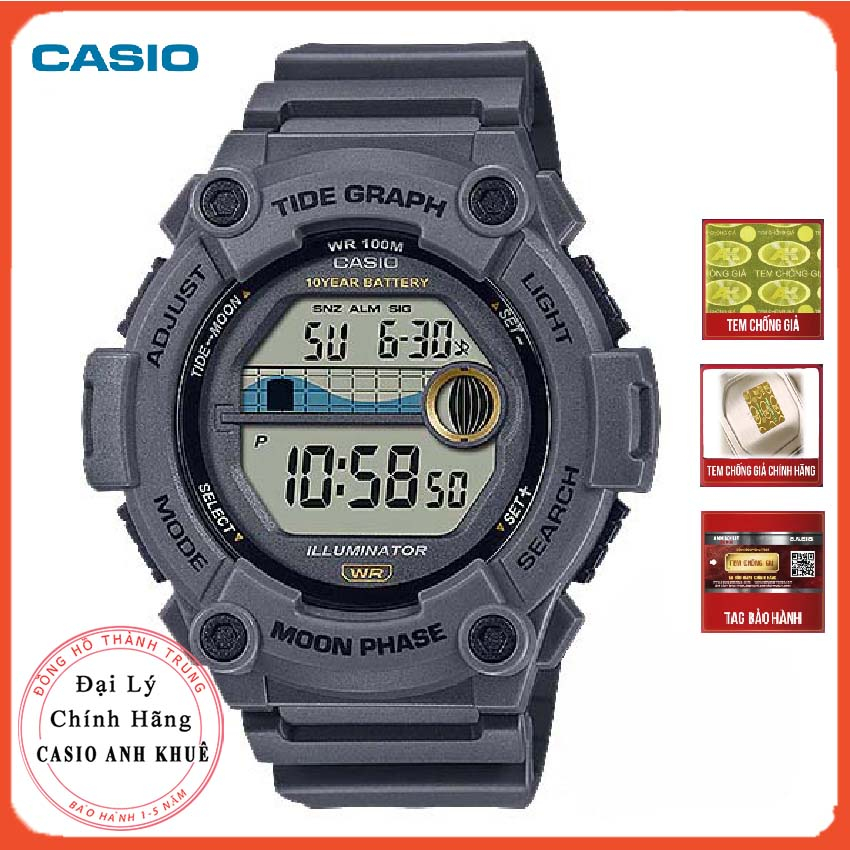 Đồng hồ điện tử nam Casio WS-1300H-8AVDF thể thao có lịch mặt trăng, thủy triều