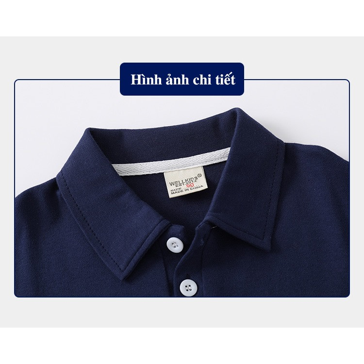 Bé trai và bé gái 2023 Áo polo dài tay Wellkids áo thun cho bé cá tính hàng xuất Âu Mỹ 10-26kg