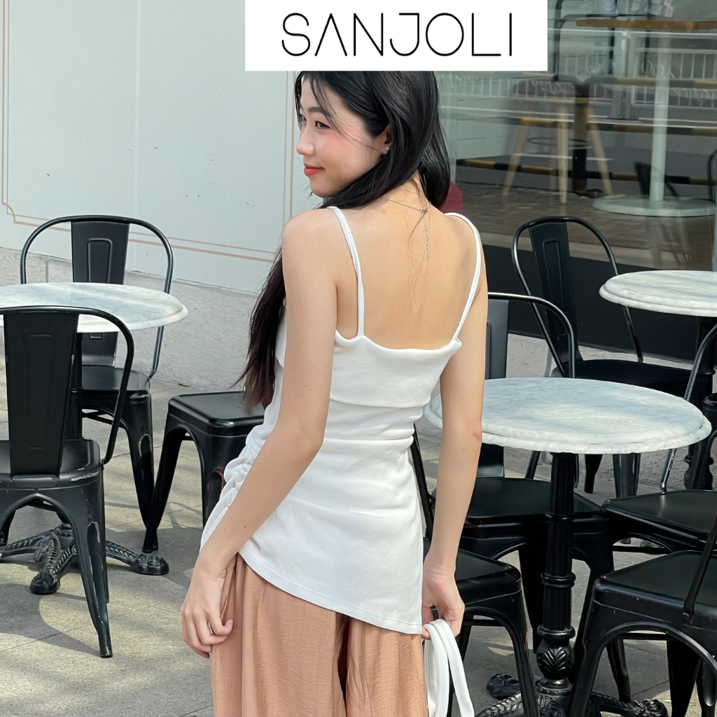 Áo Hai Dây SANJOLI Áo Trễ Vai Quyến Rũ Thiết Kế Sexy Đi Chơi Phong Cách Nhẹ Nhàng Sang Trọng Mùa Hè AO026