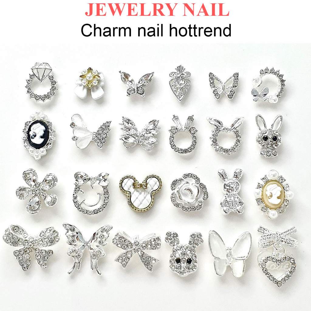 Charm nail đính móng charm bạc trang trí móng tay nghệ thuật bằng hợp kim các mẫu xu hướng 2024 Jewelry_Bảng 2