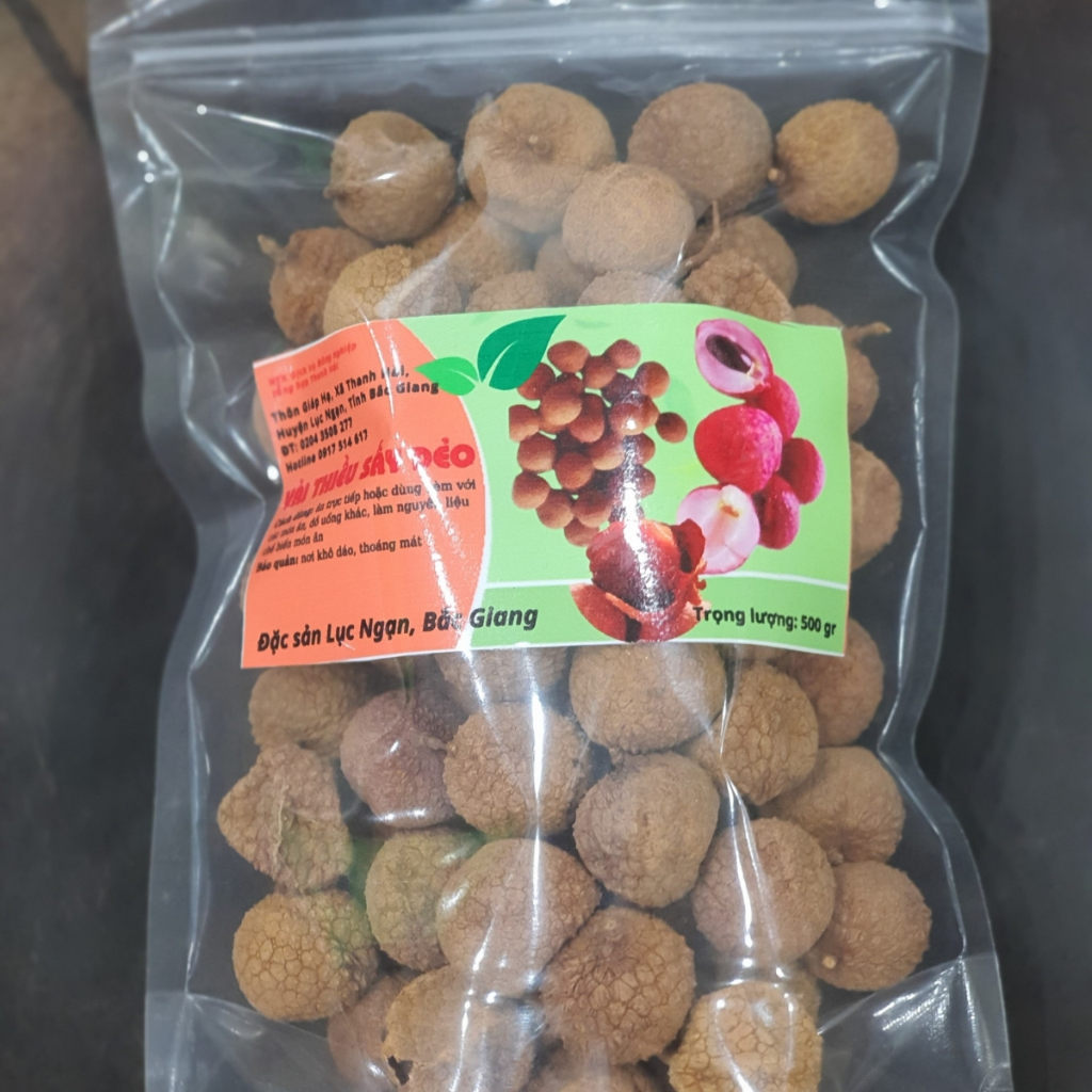 Vải thiều sấy khô Lục Ngạn – Bắc Giang chính gốc 500g quả nhỏ, thơm dẻo, ngọt vị