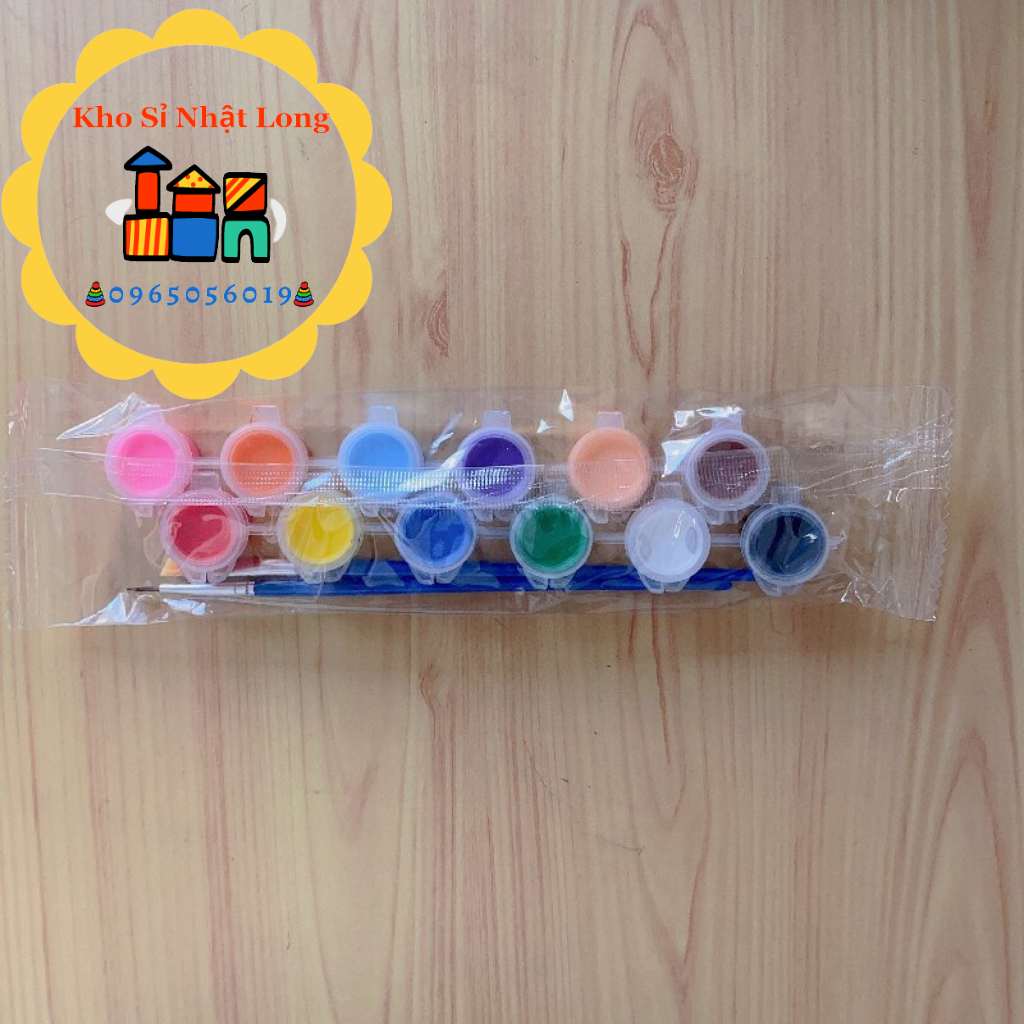 Bộ 6 Màu Nước Acrylic Tặng Kèm 1 Cọ Vẽ tô màu/ tô tượng cho bé