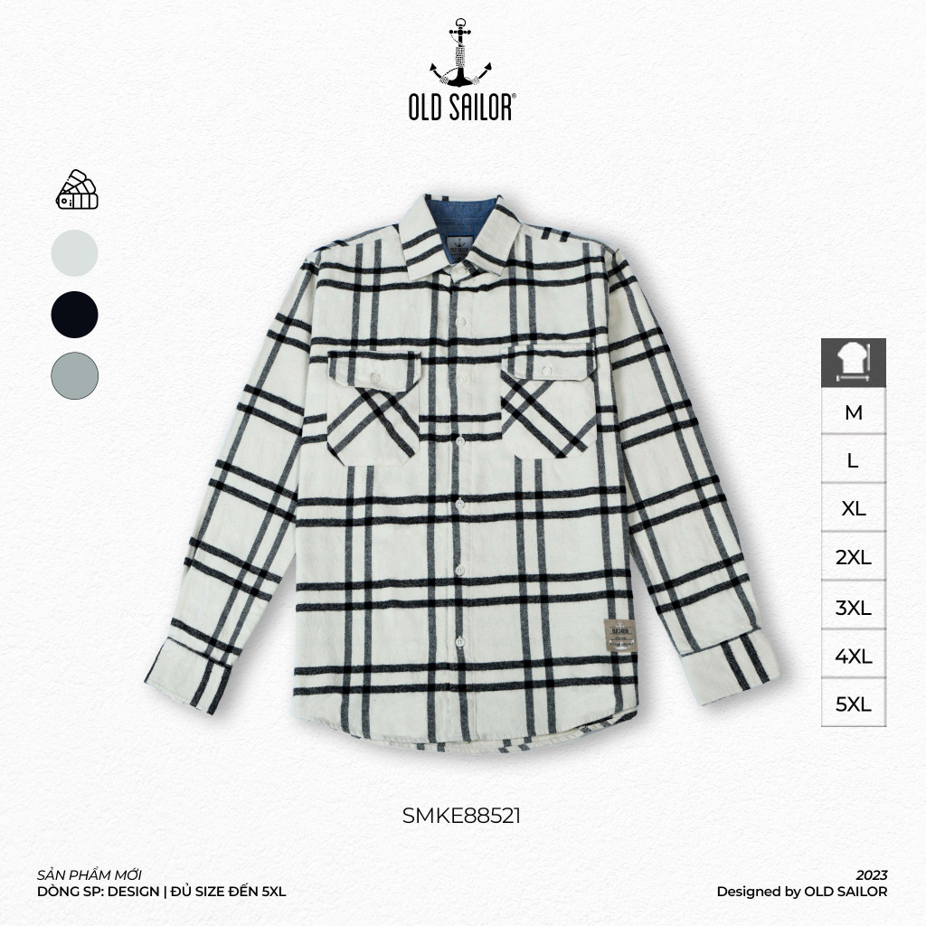 Sơ mi flannel kẻ sọc nam Old Sailor - O.S.L CARO OVERSHIRT - 88521 - Big size upto 5XL