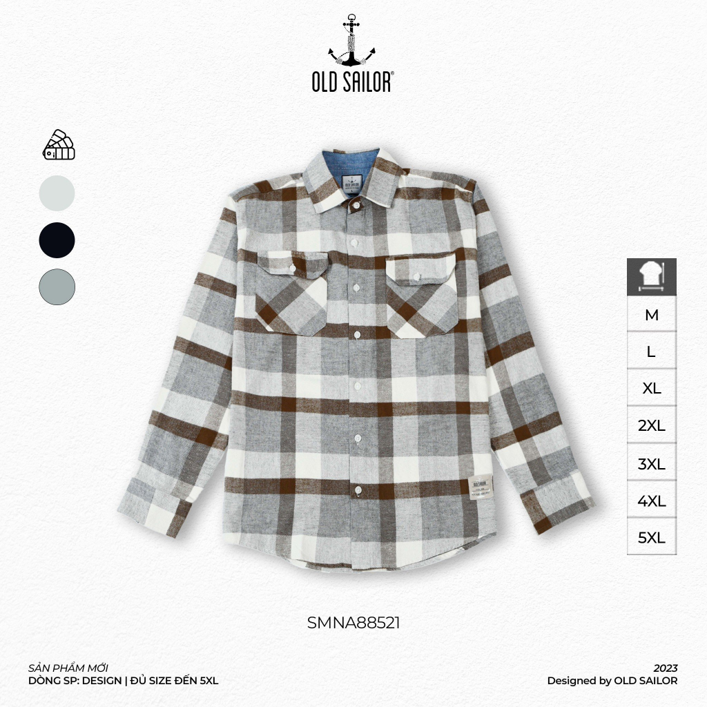 Sơ mi flannel kẻ sọc nam Old Sailor - O.S.L CARO OVERSHIRT - 88521 - Big size upto 5XL