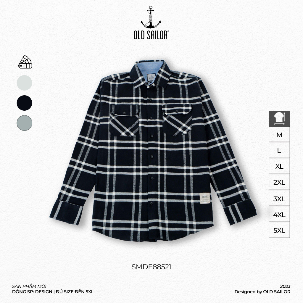 Sơ mi flannel kẻ sọc nam Old Sailor - O.S.L CARO OVERSHIRT - 88521 - Big size upto 5XL