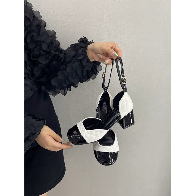 Giày mary Jane mũi bóng gót vuông mẫu mới hè 2023