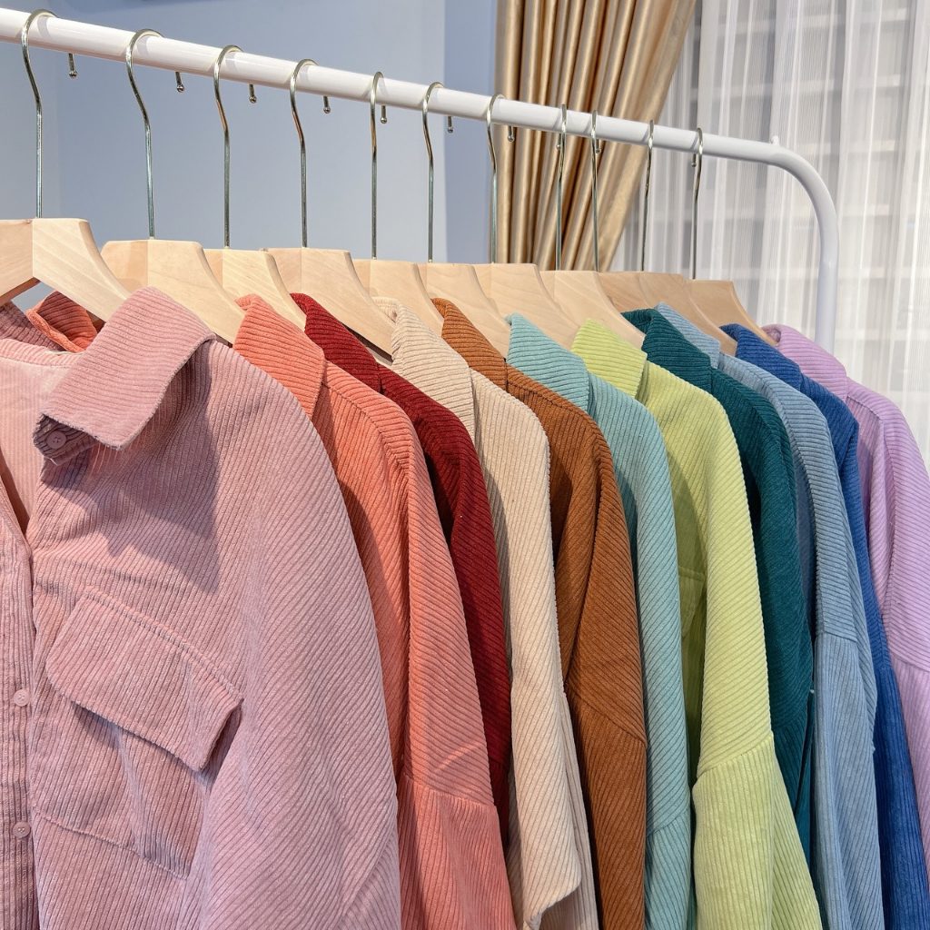 Áo Sơ Mi Nhung Tăm 2 Túi Trendy Chất Nhung Dày Mịn Form Rộng Freesize Cho Nữ SUBICI