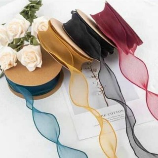 Ruy băng voan ruy băng viền sóng dài9m bản rộng 4cm