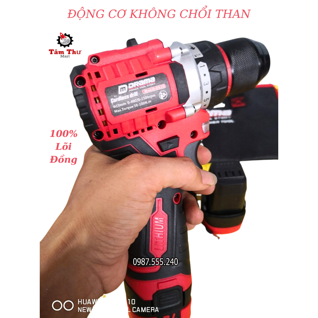 Máy Khoan Pin 16,8V Drama  Không Chổi Than Đầu Kẹp Autolook 10mm