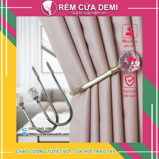 Cặp vén rèm vén màn cửa kiểu móc thiết kế hình chữ c, đầu thủy tinh tròn lấp lánh cao cấp - cửa