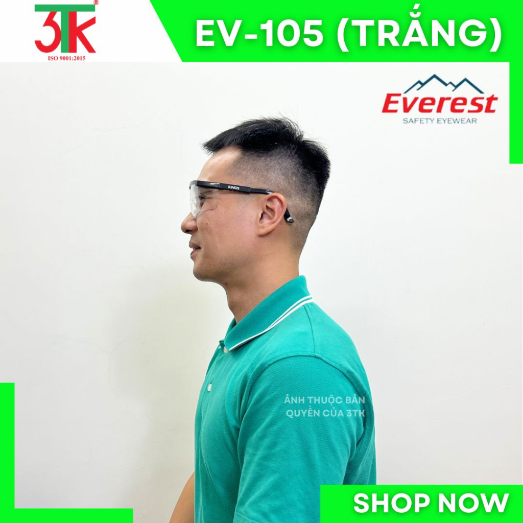 Kính Everest Safety EV105 chống bụi, chống đọng hơi nước, chống trầy xước, chống tia UV