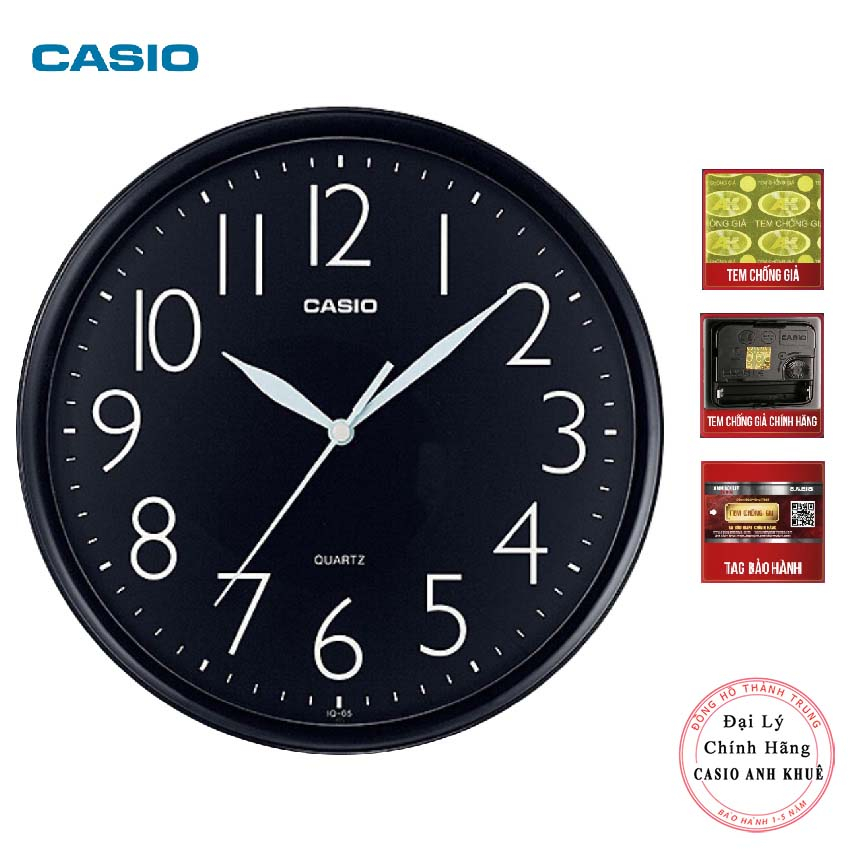 Đồng hồ treo tường Casio IQ-05-1DF đen ( đường kính 25cm)