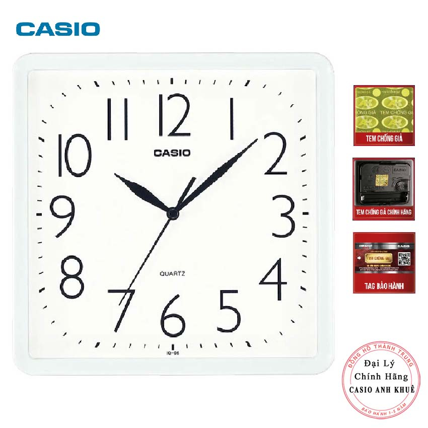 Đồng hồ treo tường vuông Casio IQ-06-7DF đen ( cỡ ngang 25cm)