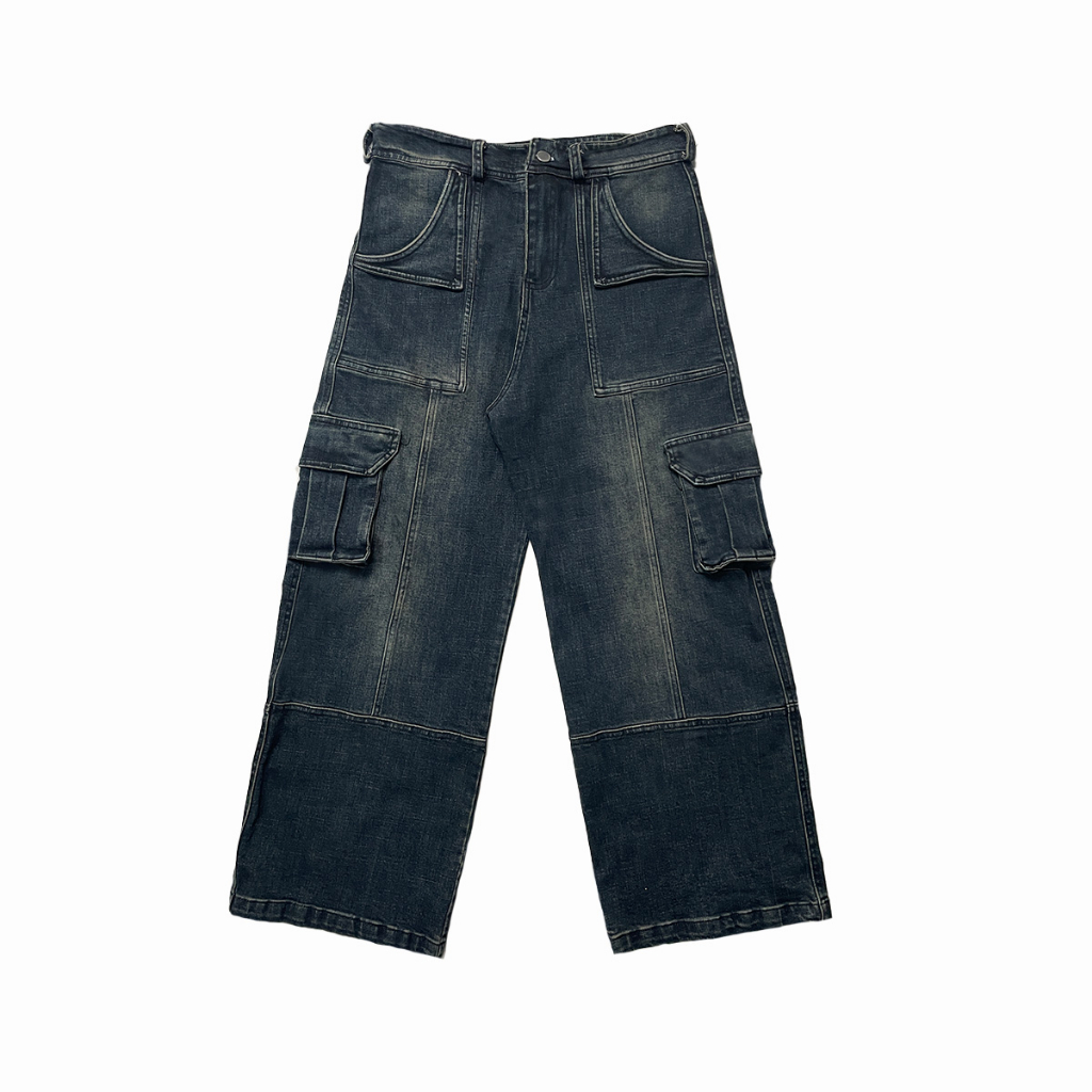 Quần Jean Cargo Nam Form Rộng Drimwe Poket Jean Wash Túi Hộp