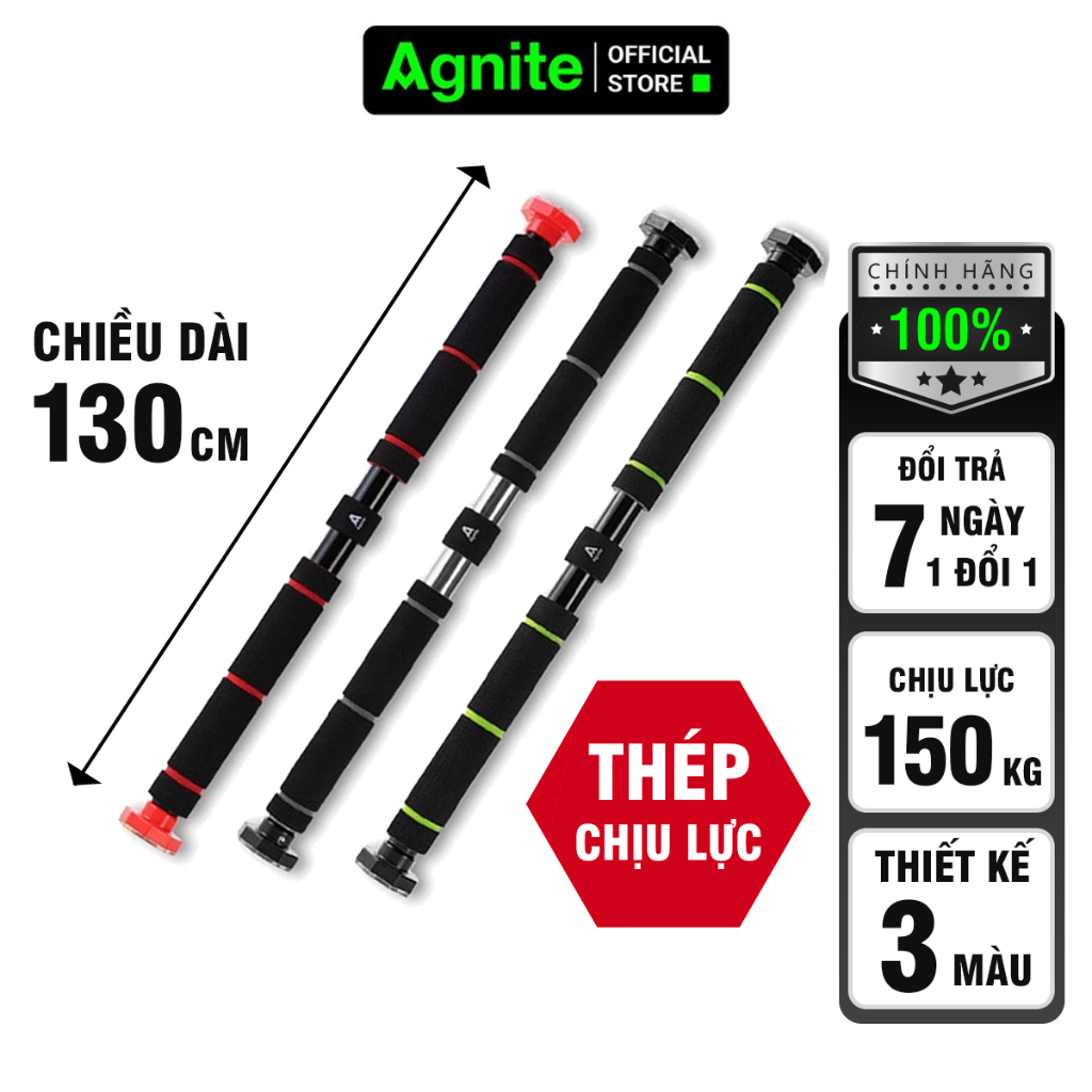 Thanh tập xà đơn treo tường gắn cửa AGNITE chính hãng - nhiều kích cỡ tùy chỉnh - phù hợp tập gym tại nhà tăng cơ bắp