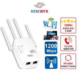 Kích Sóng Wifi 4 Râu Ăng Ten Phát Xuyên Tường Chuẩn N Tốc Độ 300mbps Màu Trắng Bộ Kích Sóng Wifi Thu Phát Mở Rộng Sóng