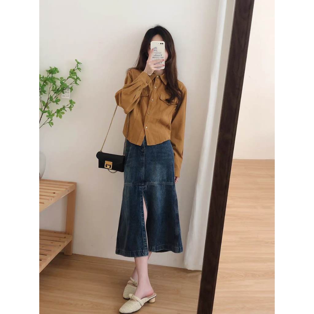 Chân váy Jean Nữ Co Giãn Dáng Dài Xoè Đuôi Cá,Váy Đuôi Cá Xoè QCCC tôn dáng cực xinh Ulzzang Hàn Quốc HOT