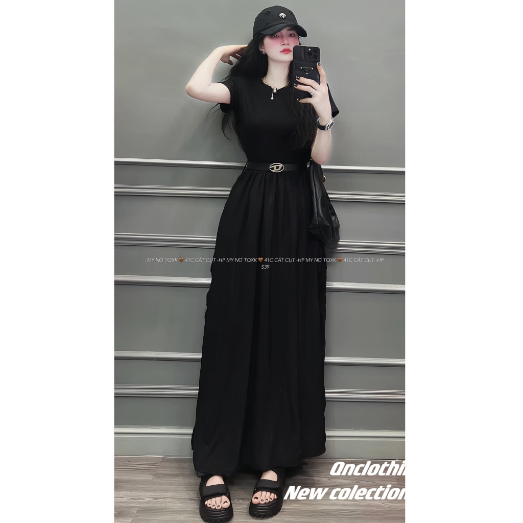 Váy Nữ Dáng Maxi Dài Màu Basic Phối Kèm Thắt Lưng Eo Chữ D Freesize GOSS GV134 Váy Đi Biển Váy Đi Concert Hottrend
