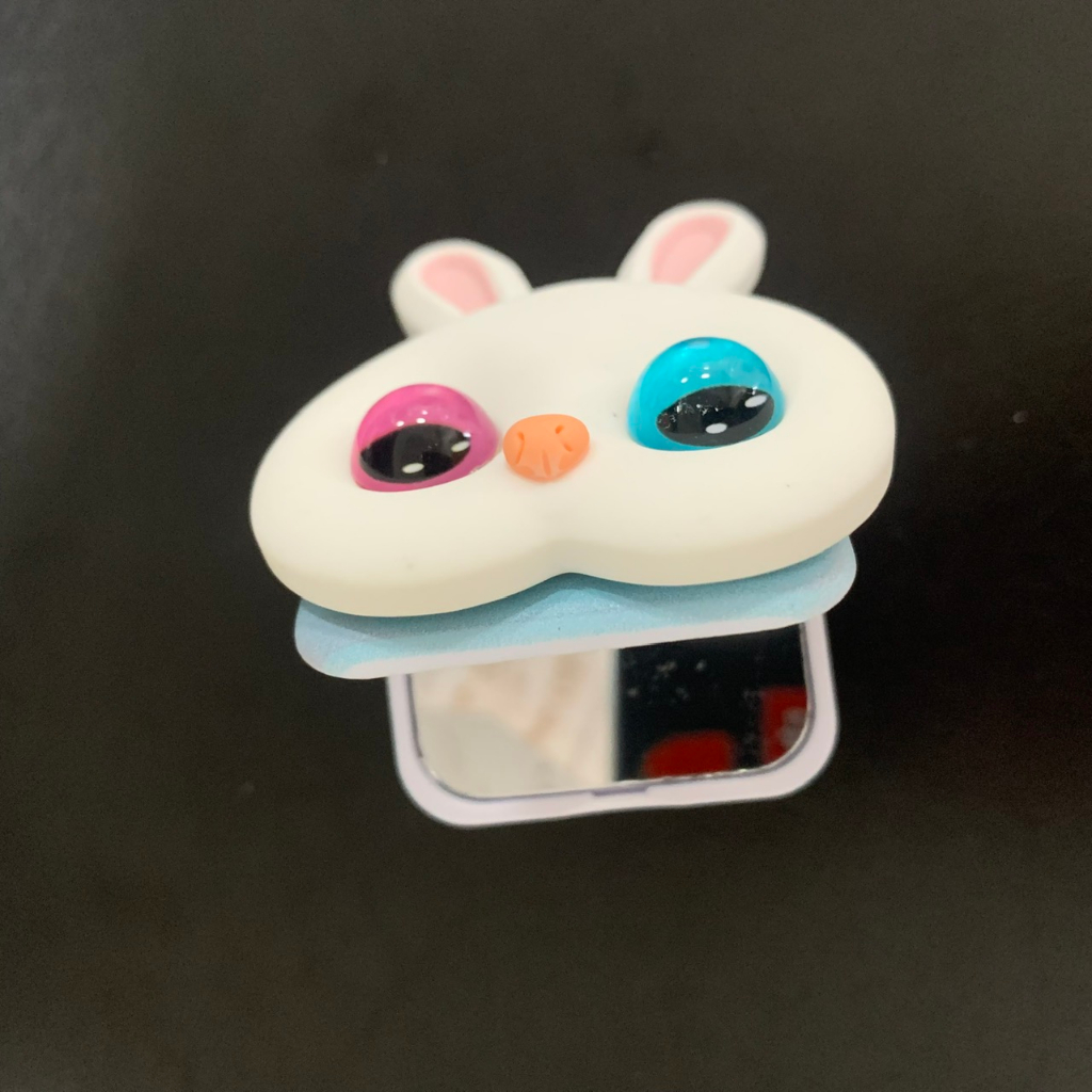 Giá Đỡ Điện Thoại Di Động Dạng Nhẫn Hình thỏ 3D có gương Dễ Thương