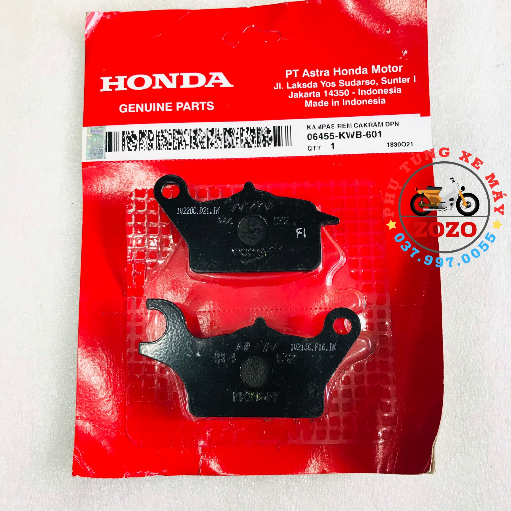 Bố thắng đĩa trước Wave S110, RSX 110, Future 125, Hayate Zin Honda- 06455-KWB-601