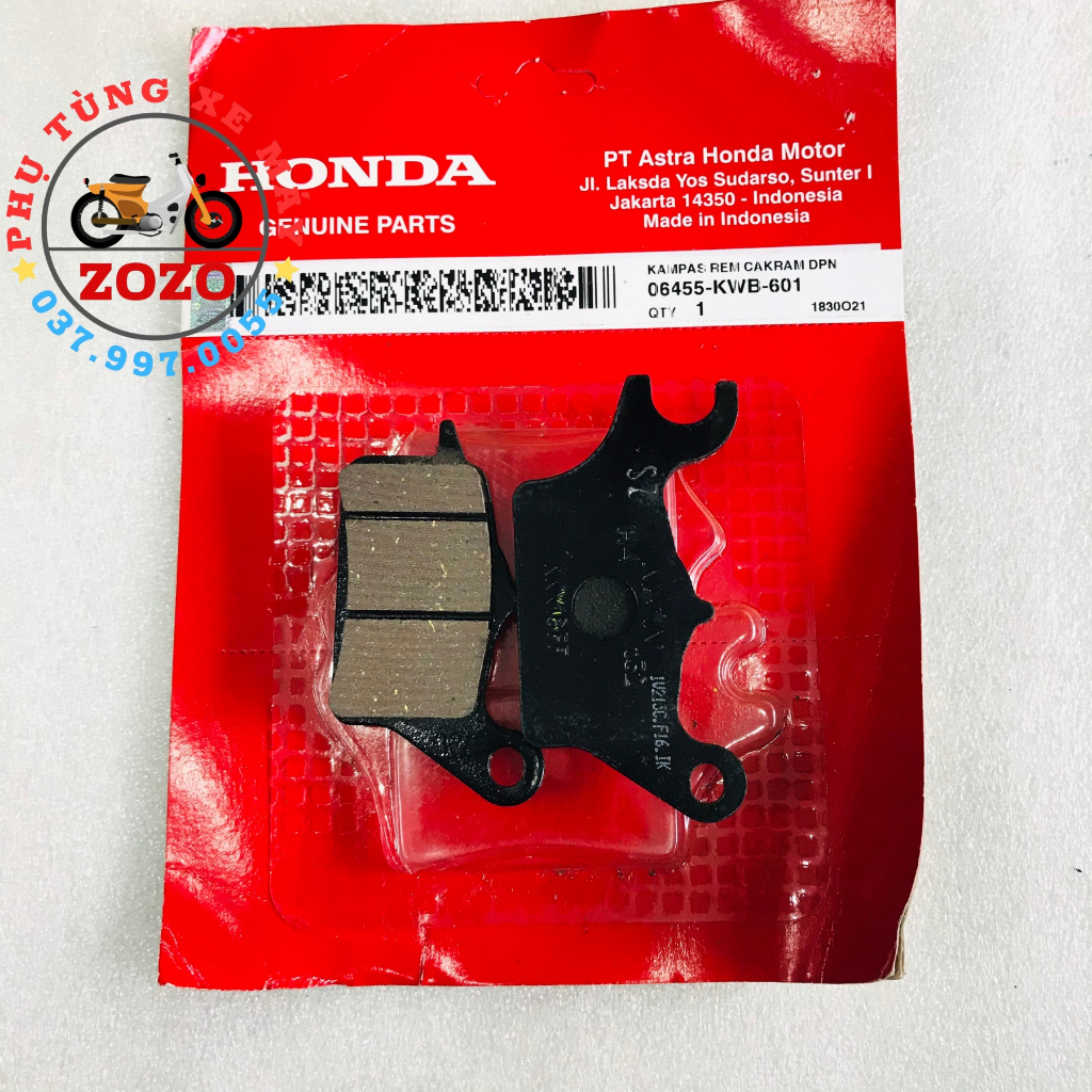 Bố thắng đĩa trước Wave S110, RSX 110, Future 125, Hayate Zin Honda- 06455-KWB-601