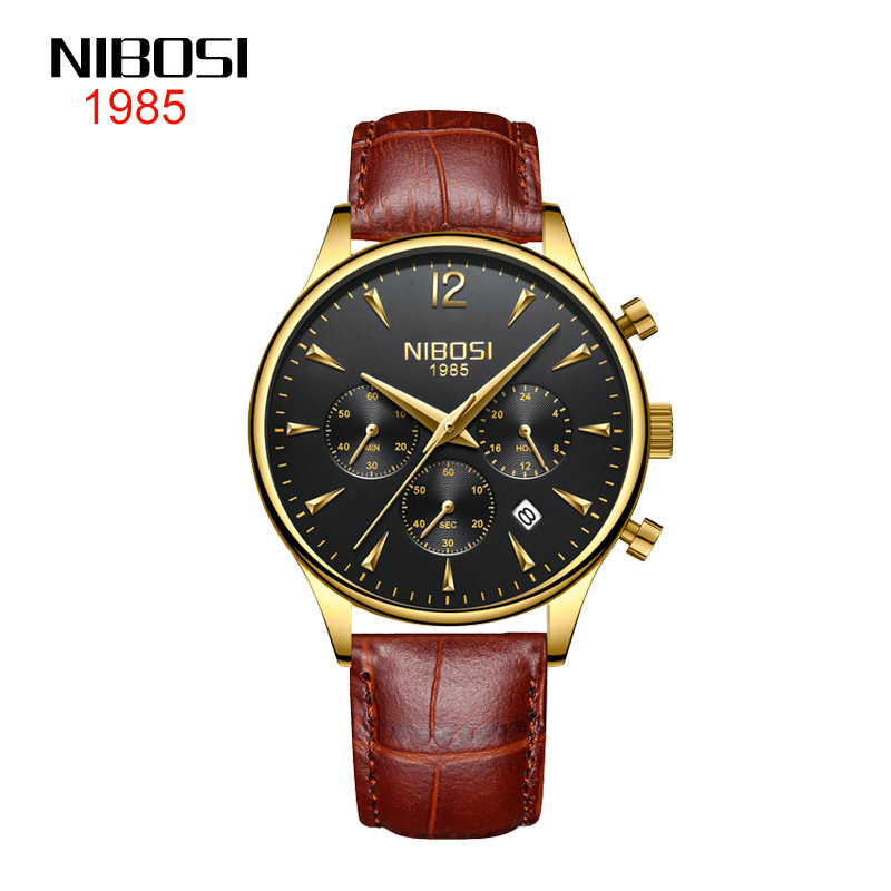 NIBOSI 2326 - ĐỒNG HỒ NAM DÂY DA CAO CẤP - MẠNH MẼ ĐẦY LỊCH LÃM - HÀNG CHĨNH HÃNG (FULLBOX)