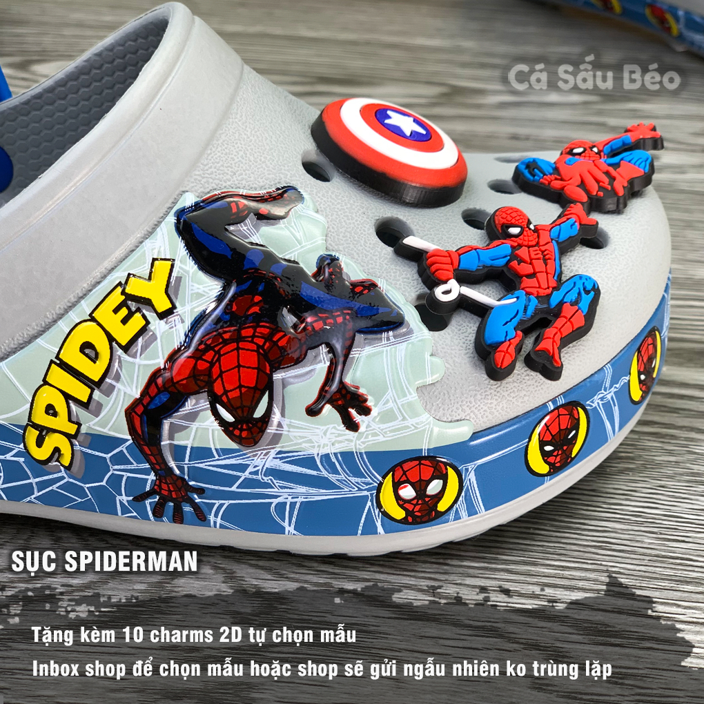 Dép cross Spiderman người nhện cho bé trai tặng kèm 10 stickers cực ngầu