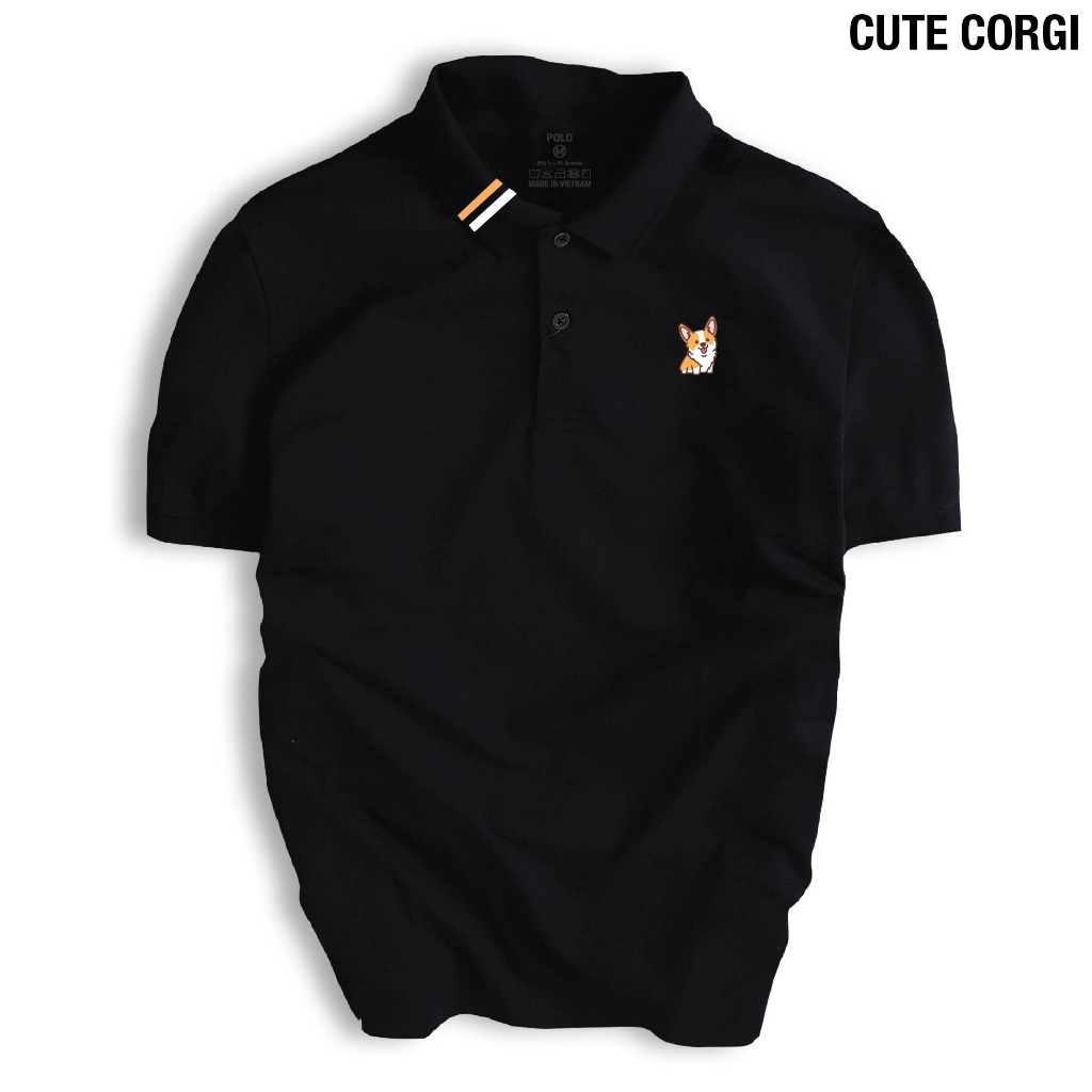 Áo thun Polo CUTE CORGI vải cá sấu co dãn 4 chiều thanh lịch sang trọng