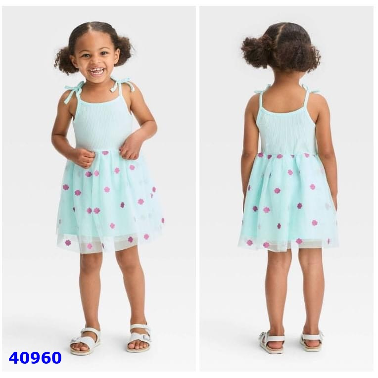 Đầm 2 dây bé gái xinh xắn đang yêu họa tiêt nổi bật