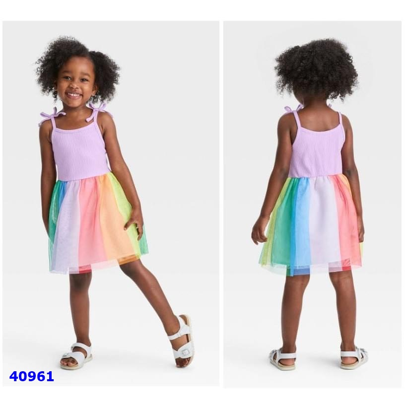 Đầm 2 dây bé gái xinh xắn đang yêu họa tiêt nổi bật