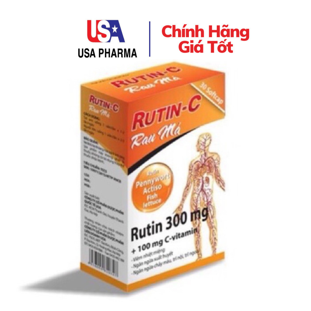 Viên uống Rutin C Rau Má Hỗ trợ giúp nhuận tràng, giảm táo bón, hỗ trợ giảm nguy cơ bị trĩ - Hộp 30 viên