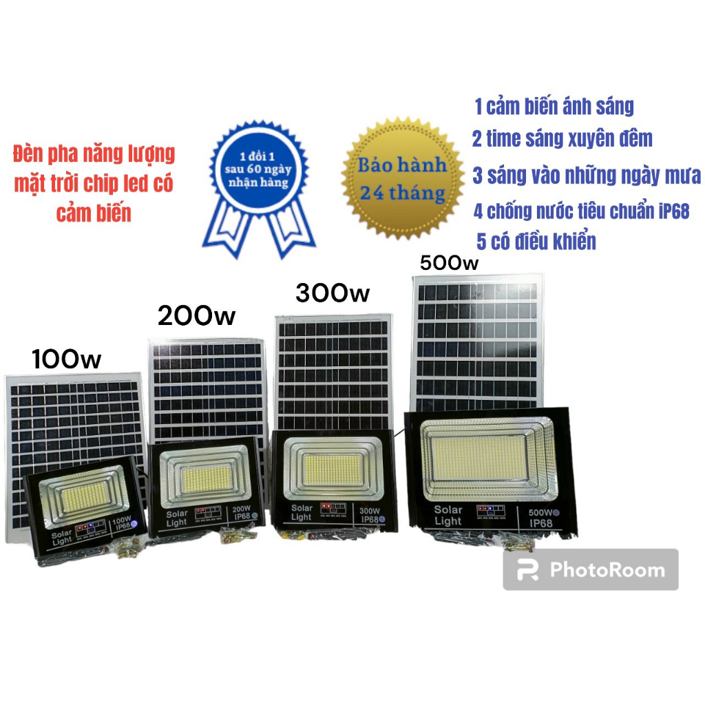 Đèn Led Năng Lượng Mặt Trời 100W vỏ nhôm chống nước IP68 Bảo hành 2 năm