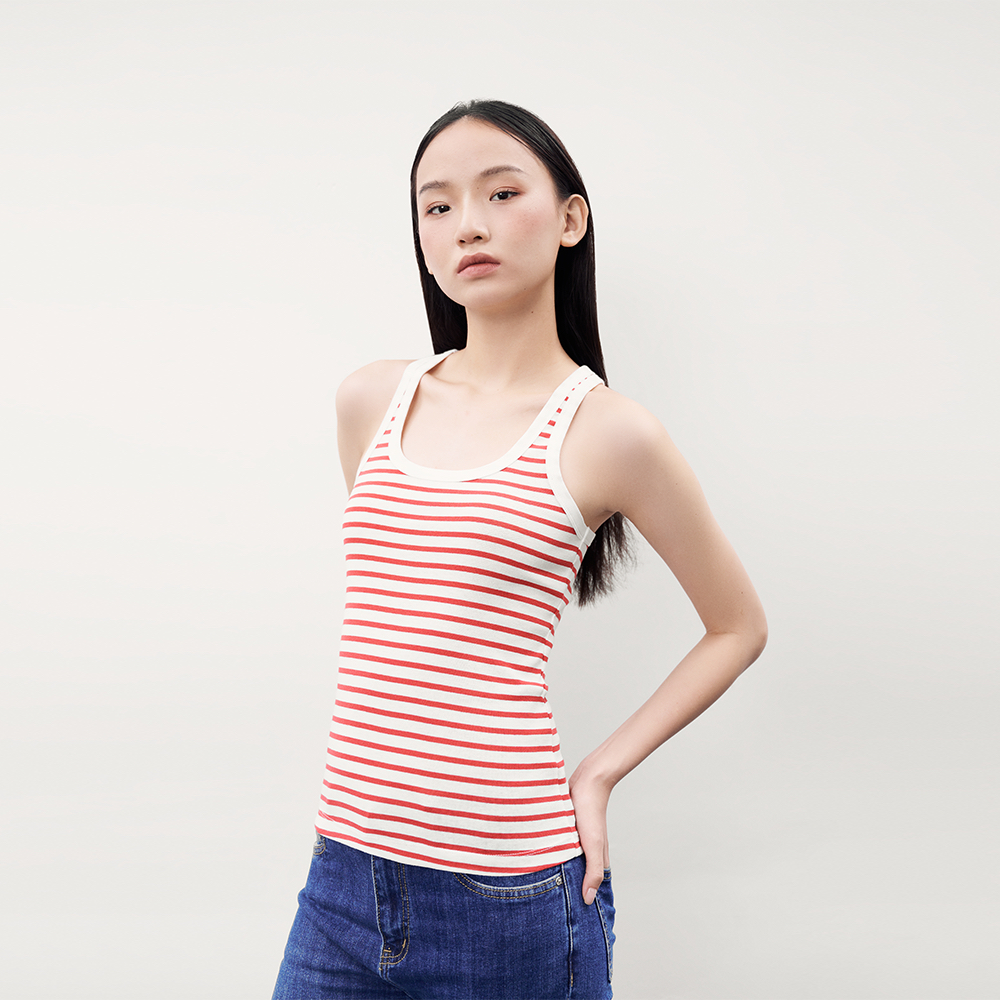 TheBlueTshirt-Áo ba lỗ sọc đỏ cho nữ-New 100% Tank - Red Stripe