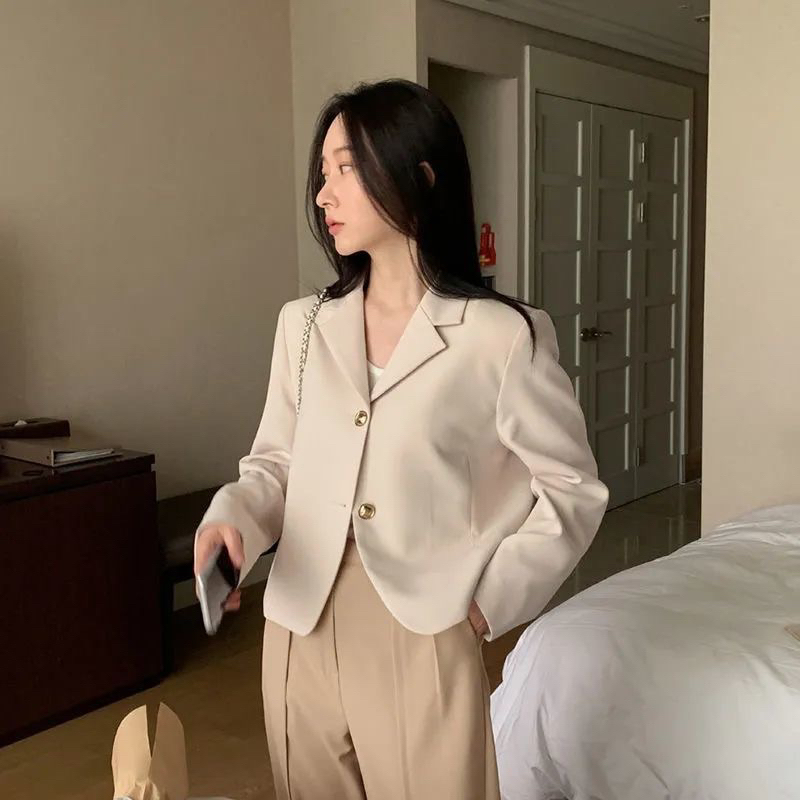 Áo Vest nữ tay dài dáng lửng hai lớp lót có đệm vai